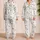 Black And White Dinosaur Doodle Loungewear For Cozy Nights, Relaxed Weekends, Women Satin Pajamas Set - 2