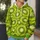 Lime Green Kiwi Slice Motif For Fresh Everyday Street Style Wear All-over Print Hoodie (Lightweight) - 5