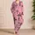 Blush Pink Gothic Cross Chain Sleepwear for Cozy Nights, Alt Style Women Fans Satin Pajamas Set - 4