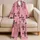 Blush Pink Gothic Cross Chain Sleepwear for Cozy Nights, Alt Style Women Fans Satin Pajamas Set - 5