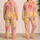 Blush Citrus Slice Watercolor Resort Nights for Cozy Summer Getaways for Women Satin Pajamas Set - 2
