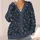 Gold Botanical Vine Motif on Navy Casual Layering Style for Women and Everyday Wear All-over Print Knitted Cardigan - 4