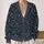 Gold Botanical Vine Motif on Navy Casual Layering Style for Women and Everyday Wear All-over Print Knitted Cardigan - 2