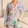 Pastel Ink Splash Garden Resort Holiday Gift For Women Who Love Soft Coastal Style Satin Pajamas Set - 1