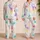 Pastel Ink Splash Garden Resort Holiday Gift For Women Who Love Soft Coastal Style Satin Pajamas Set - 2