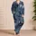 Blue Gray Abstract Oil Wash Lounge Style For Modern Minimalists And Art Lovers At Home Satin Pajamas Set - 4