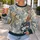 Blue And Ivory Botanical Patchwork Florals For Artful Everyday Casual Wardrobe Style All-over Print Knitted Sweater - 5