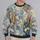 Blue And Ivory Botanical Patchwork Florals For Artful Everyday Casual Wardrobe Style All-over Print Knitted Sweater - 2