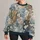 Blue And Ivory Botanical Patchwork Florals For Artful Everyday Casual Wardrobe Style All-over Print Knitted Sweater - 1