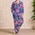 Blue Floral Peony And Rose Holiday Lounge Gift For Women, Soft Cozy Evening Wear Satin Pajamas Set - 4
