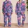 Blue Floral Peony And Rose Holiday Lounge Gift For Women, Soft Cozy Evening Wear Satin Pajamas Set - 2