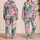 Blush Pink Hibiscus Monstera Resort Lounge Style for Tropical Vacation Looks Satin Pajamas Set - 2