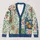 Patchwork Citrus Florals for Beach Days and Casual Layering, Women's Bohemian Style All-over Print Knitted Cardigan - 1
