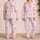 Candy Pink Fluid Drip Blush Lounge Style Sleepover Gift For Women And Girls Weekender Satin Pajamas Set - 2