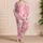 Pink Cream Candy Drip Loungewear For Summer Vacations And Cozy Home Days For Women Satin Pajamas Set - 4