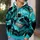 Turquoise Skull Motif for Bold Gothic Streetwear and Alternative Everyday Style All-over Print Hoodie (Lightweight) - 5