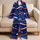 Navy Americana Wave Stars for Summer Beach Days, Patriotic Lounge Style for Women Satin Pajamas Set - 5