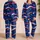 Navy Americana Wave Stars for Summer Beach Days, Patriotic Lounge Style for Women Satin Pajamas Set - 2