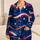 Navy Americana Wave Stars for Summer Beach Days, Patriotic Lounge Style for Women Satin Pajamas Set - 1