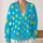 Blue Sun And Star Motifs For Relaxed Everyday Layering, Women's Casual Homewear Style All-over Print Knitted Cardigan - 2