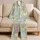 Pastel Easter Eggs on Sage Green for Spring Gatherings and Cozy Holiday Lounging Satin Pajamas Set - 5