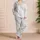 Gray White Marble Lounge Look for Spa Days, Weekend Relaxation, Everyday Gift for Her Satin Pajamas Set - 4