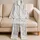 Gray White Marble Lounge Look for Spa Days, Weekend Relaxation, Everyday Gift for Her Satin Pajamas Set - 5