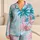 Pastel Tropical Palm Leaf Loungewear For Summer Beach Getaways For Women Vacation Satin Pajamas Set - 1