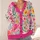 Colorful Wildflower Garden for Cheerful Everyday Layering and Relaxed Weekend Style All-over Print Knitted Cardigan - 4