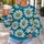 Teal Blue Daisy Flowers for Spring Outings and Sunny Everyday Style All-over Print Knitted Sweater - 5