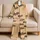 Negative Word Retro Script Apricot Lounge Gift For Cozy Evenings And Home Relaxation Satin Pajamas Set - 5