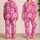 Hot Magenta Dahlia And Chrysanthemum Blooms For Cozy Nights, Gifts, And Her Style Satin Pajamas Set - 2