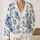 Blue Watercolor Rose Blossoms for Elegant Spring Layering, Women's Romantic Style All-over Print Knitted Cardigan - 2