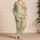 Soft Sage Cherry Blossom Evening Wear For Cozy Spring Nights And Luxury Gifting Satin Pajamas Set - 4