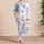 Powder Blue Watercolor Blossoms for Spring Gifts, Cozy Home Lounge for Women Set Satin Pajamas Set - 4