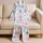 Powder Blue Watercolor Blossoms for Spring Gifts, Cozy Home Lounge for Women Set Satin Pajamas Set - 5
