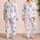 Powder Blue Watercolor Blossoms for Spring Gifts, Cozy Home Lounge for Women Set Satin Pajamas Set - 2