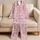 Blush Pink Geometric Diamond Motif For Relaxed Evenings, Travel Days, And Gifting Satin Pajamas Set - 5