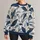 Navy Blue and Ivory Botanical Leaves for Refined Everyday Autumn Style All-over Print Knitted Sweater - 1