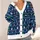 Navy Snowflake Holiday Motifs With Colorful Winter Icons For Festive Everyday Layering All-over Print Knitted Cardigan - 4