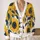 Navy and Golden Sunflowers for Relaxed Everyday Layering, Weekend Wear, and Travel All-over Print Knitted Cardigan - 2