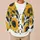 Navy and Golden Sunflowers for Relaxed Everyday Layering, Weekend Wear, and Travel All-over Print Knitted Cardigan - 6