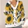 Navy and Golden Sunflowers for Relaxed Everyday Layering, Weekend Wear, and Travel All-over Print Knitted Cardigan - 4