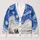 Blue Ocean Swirls and Golden Orbs for Easy Resort Layering Women's Coastal Style All-over Print Knitted Cardigan - 1