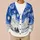 Blue Ocean Swirls and Golden Orbs for Easy Resort Layering Women's Coastal Style All-over Print Knitted Cardigan - 6