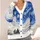 Blue Ocean Swirls and Golden Orbs for Easy Resort Layering Women's Coastal Style All-over Print Knitted Cardigan - 4