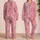 Dusty Rose Peacock Feather Elegance for Lounging, Relaxing, and Cozy Evenings at Home Satin Pajamas Set - 2