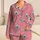 Dusty Rose Peacock Feather Elegance for Lounging, Relaxing, and Cozy Evenings at Home Satin Pajamas Set - 1