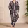 Blush Pink Distressed Brush Streaks Charcoal Abstract Loungewear for Relaxing Nights Satin Pajamas Set - 4