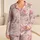 Pink Peony Floral Botanical Motif for Cozy Lounging, Romantic Bedtime Gift for Women Satin Pajamas Set - 1